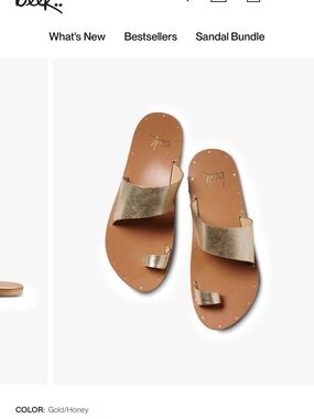 beek Gold Metallic Toe-Loop Slide Sandals